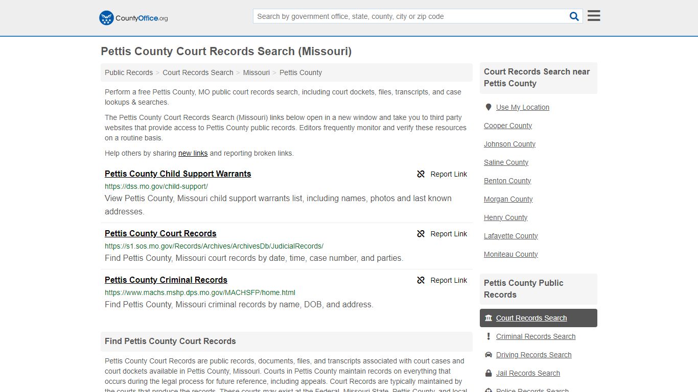 Pettis County Court Records Search (Missouri) - County Office