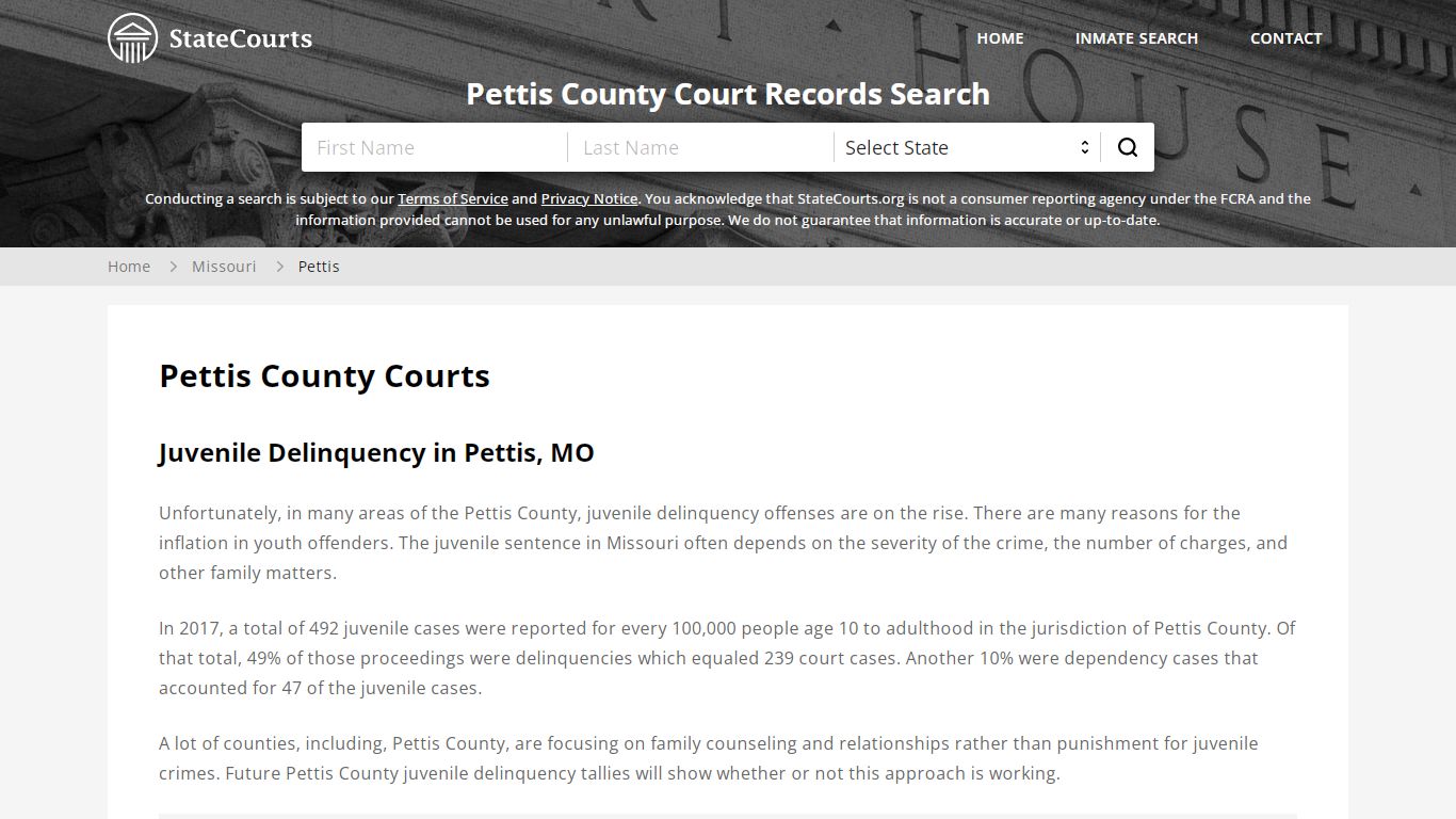 Pettis County, MO Courts - Records & Cases - StateCourts