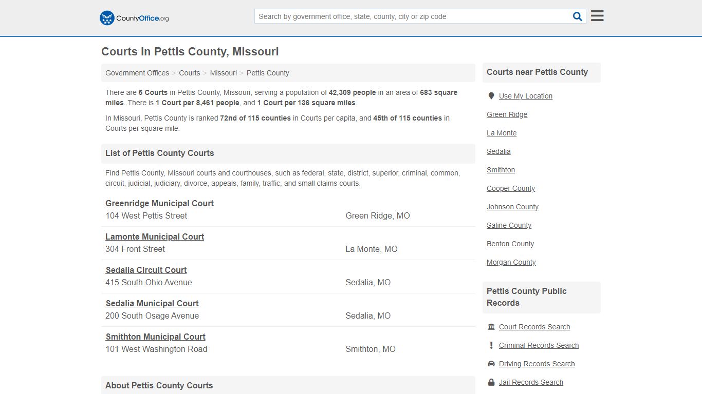 Courts - Pettis County, MO (Court Records & Calendars)